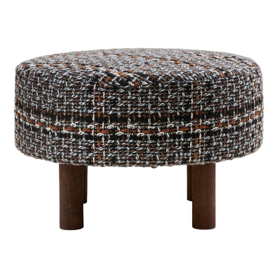 falkirk-puf-i-sort-polyester-ben-i-brun-fyrretr-fra-house-nordic-50xh3-2 Falkirk Puf i Sort Polyester & Ben i Brun Fyrretræ fra House Nordic | Ø50xH36 cm - Billede 5