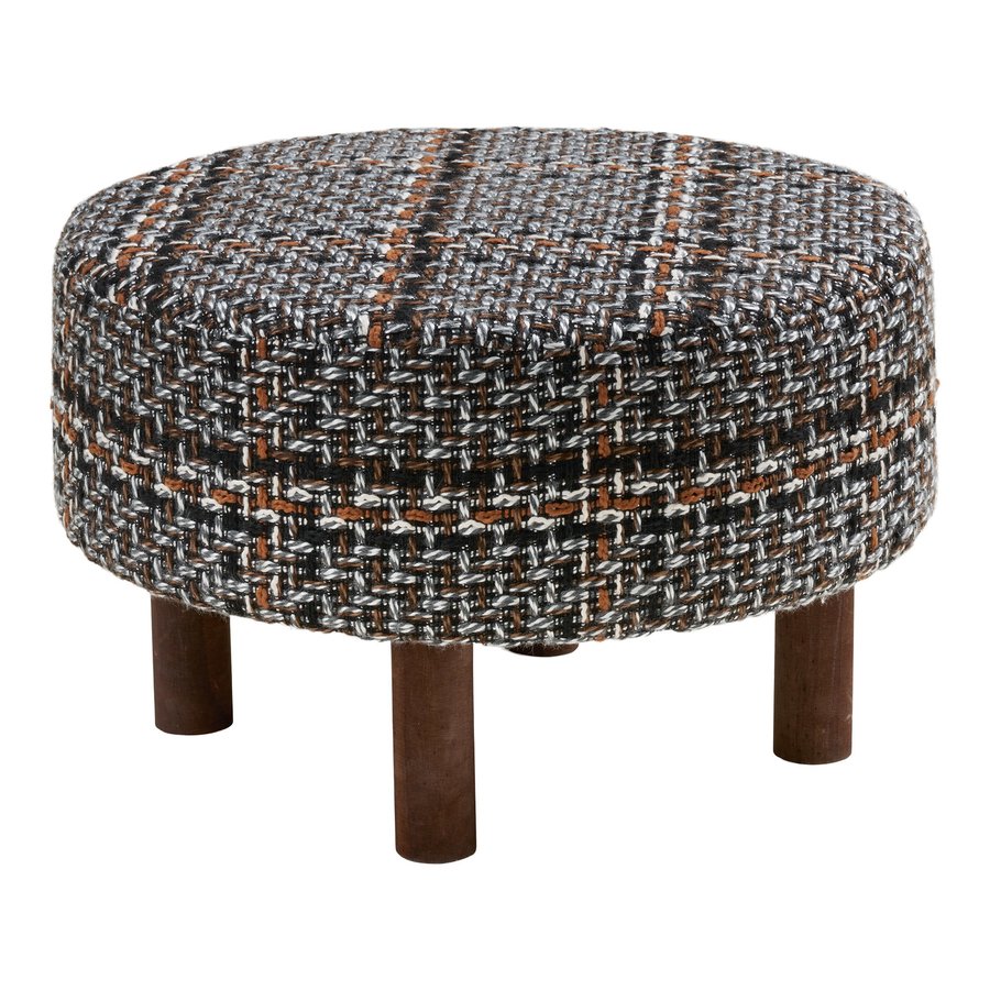 falkirk-puf-i-sort-polyester-ben-i-brun-fyrretr-fra-house-nordic-50xh3 Falkirk Puf i Sort Polyester & Ben i Brun Fyrretræ fra House Nordic | Ø50xH36 cm - Billede 4