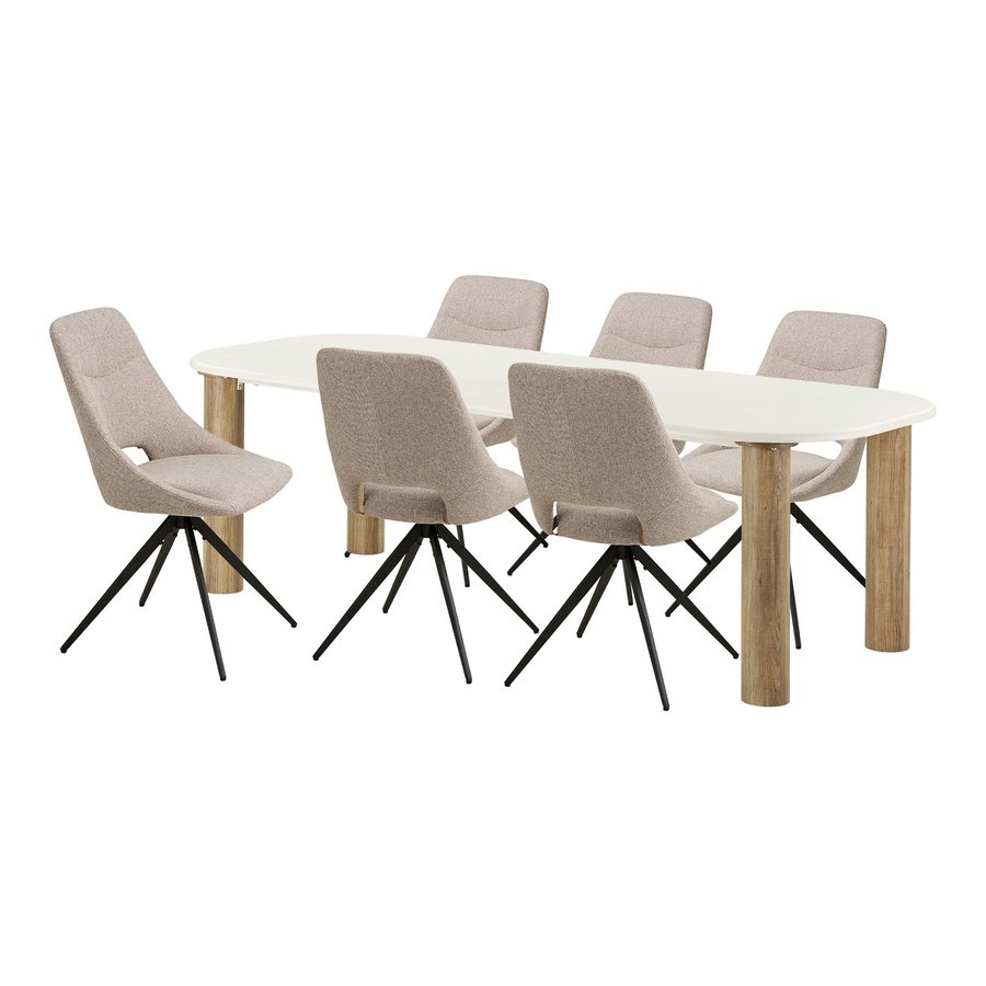 fondi-spisebordsst-med-dokka-spisebordsstole-i-sandbrun-cement-stof-fr Fondi Spisebordssæt med Dokka Spisebordsstole i Sand/Brun Cement & Stof fra House Nordic | 6 Stole & 1 Bord - Billede 4