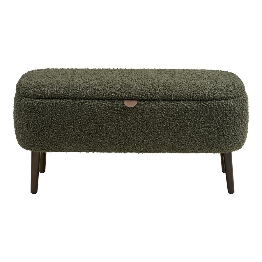 harlow-bnk-i-grn-teddy-med-opbevaring-ben-i-natur-gummitr-fra-house-no-2 Harlow Bænk i Grøn Teddy med Opbevaring & Ben i Natur Gummitræ fra House Nordic | B95xD37xH45 cm - Billede 5