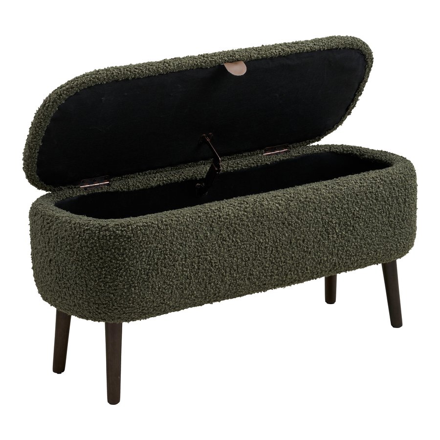 harlow-bnk-i-grn-teddy-med-opbevaring-ben-i-natur-gummitr-fra-house-no-4 Harlow Bænk i Grøn Teddy med Opbevaring & Ben i Natur Gummitræ fra House Nordic | B95xD37xH45 cm - Billede 7