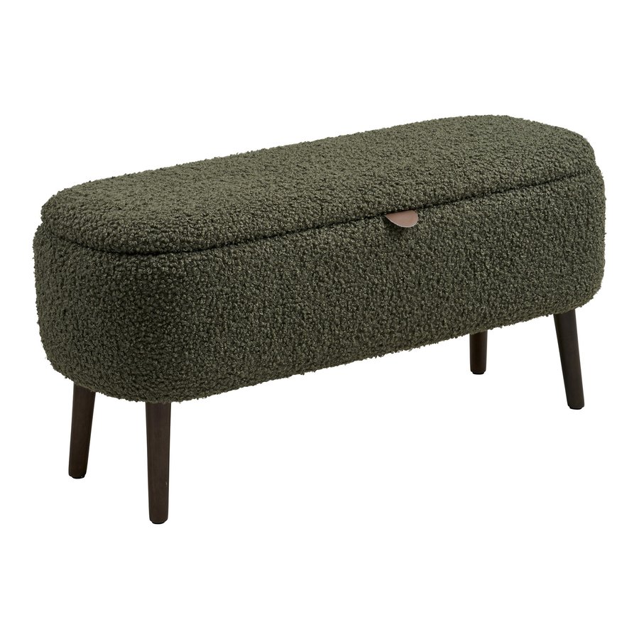harlow-bnk-i-grn-teddy-med-opbevaring-ben-i-natur-gummitr-fra-house-no Harlow Bænk i Grøn Teddy med Opbevaring & Ben i Natur Gummitræ fra House Nordic | B95xD37xH45 cm - Billede 4