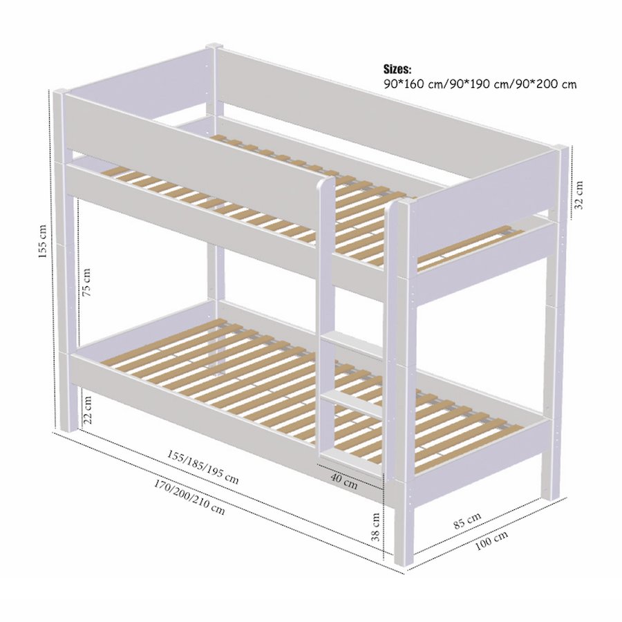 hoder-etageseng-i-flere-farver-malet-bgetr-mdf-med-stige-sengehest-fra-3 HODER Etageseng i Flere Farver Malet Bøgetræ & MDF med Stige & Sengehest fra Manis-h | Flere Størrelser Børneseng - Billede 5