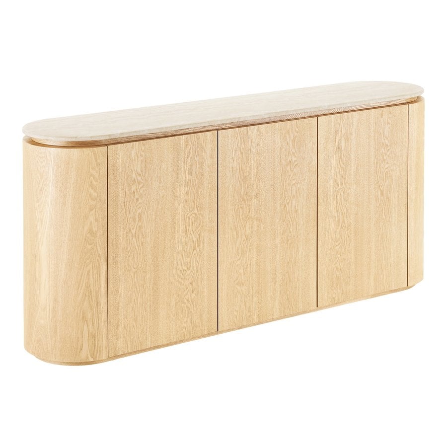 Larvik Skænk i Natur Asketræ & Off-White Granit fra House Nordic | B180xD40xH85 cm - Billede 5