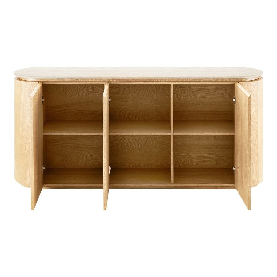 Larvik Skænk i Natur Asketræ & Off-White Granit fra House Nordic | B180xD40xH85 cm - Billede 6