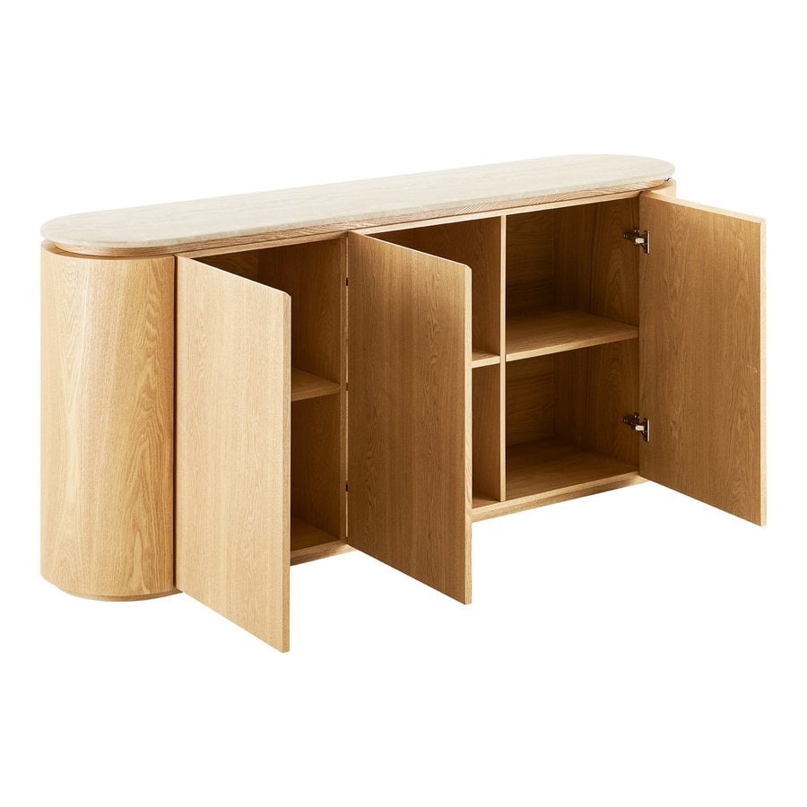 Larvik Skænk i Natur Asketræ & Off-White Granit fra House Nordic | B180xD40xH85 cm - Billede 7