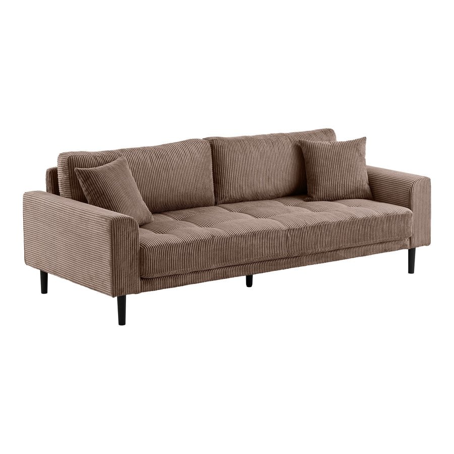 lido-3-personers-sofa-i-brun-fljl-med-puder-ben-i-sort-tr-fra-house-no-2 Lido 3 Personers Sofa i Brun Fløjl med Puder & Ben i Sort Træ fra House Nordic | B210xL93xH76 cm - Billede 5