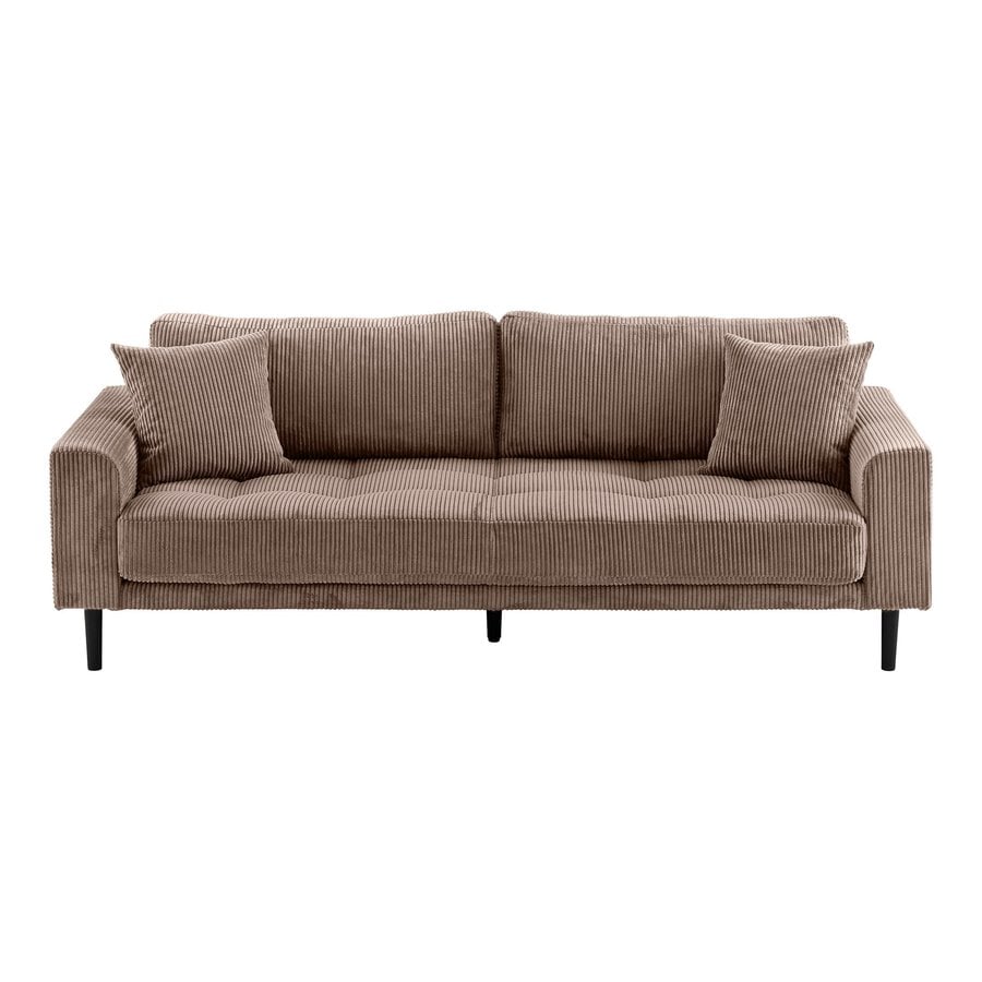 lido-3-personers-sofa-i-brun-fljl-med-puder-ben-i-sort-tr-fra-house-no Lido 3 Personers Sofa i Brun Fløjl med Puder & Ben i Sort Træ fra House Nordic | B210xL93xH76 cm - Billede 4