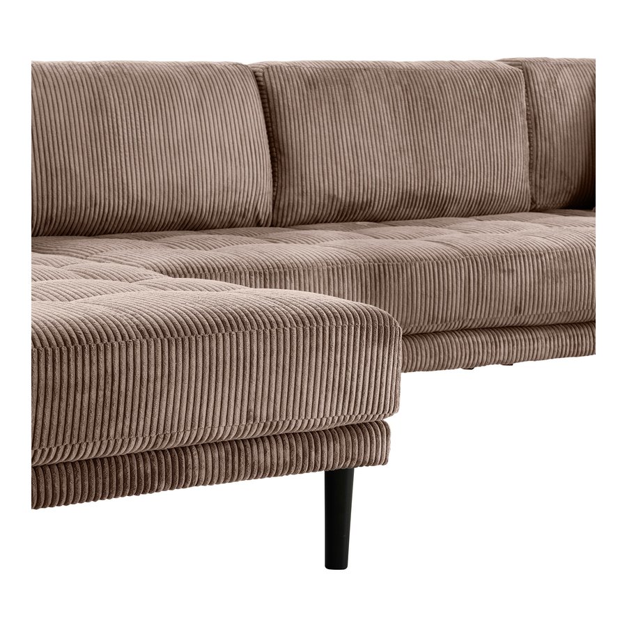 lido-u-sofa-ben-ende-venstrevendt-i-brun-fljl-med-fire-puder-ben-i-sor-3 Lido U-Sofa Åben Ende Venstrevendt i Brun Fløjl med Fire Puder & Ben i Sort Træ fra House Nordic | B370xL220xH76 cm - Billede 6