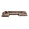 Lido U-Sofa med Åben Ende Højrevendt i Brun Fløjl med Fire Puder & Ben i Sort Træ fra House Nordic | B370xL220xH76 cm - Billede 4