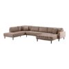 Lido U-Sofa med Åben Ende Højrevendt i Brun Fløjl med Fire Puder & Ben i Sort Træ fra House Nordic | B370xL220xH76 cm - Billede 5