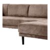 Lido U-Sofa med Åben Ende Højrevendt i Brun Fløjl med Fire Puder & Ben i Sort Træ fra House Nordic | B370xL220xH76 cm - Billede 6