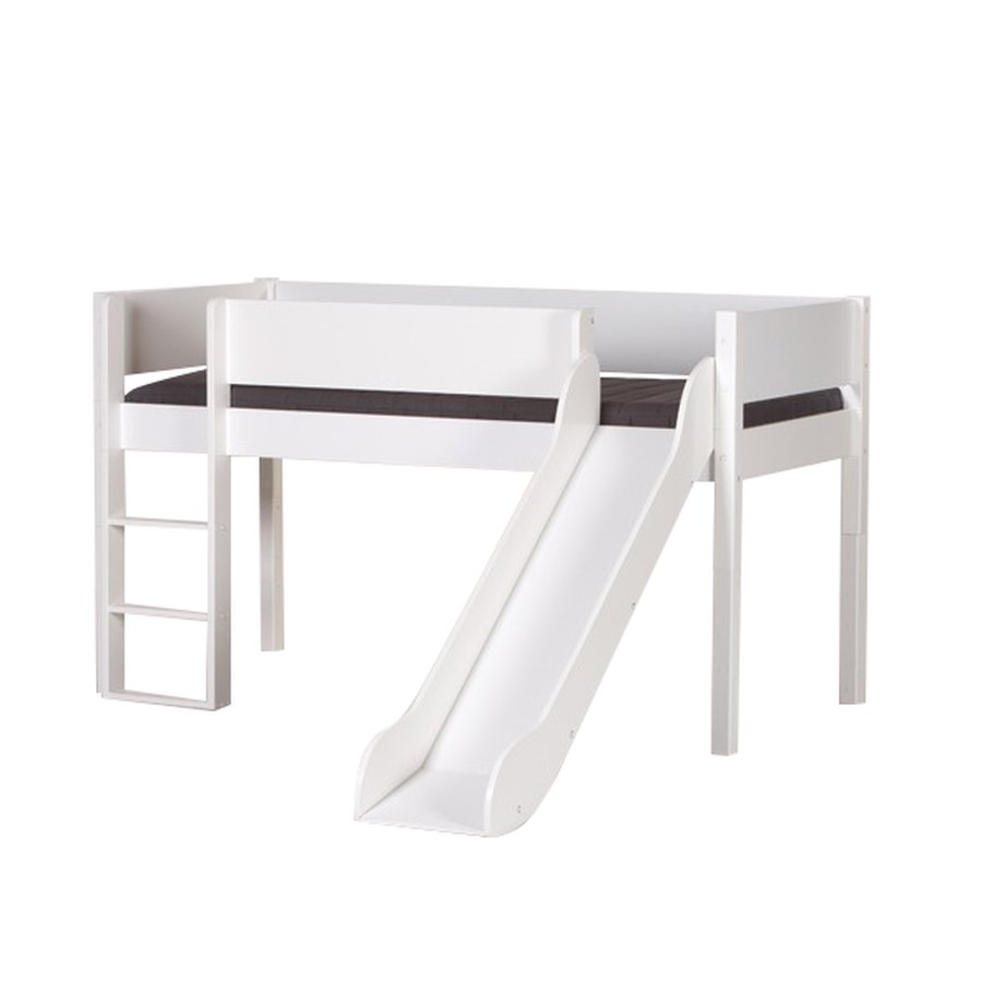 LOKE Halvhøj Seng i Flere Farver MDF med Rustjebane & Stige & Ben i Bøgetræ fra Manis-h | B90xD160xH51 cm Børneseng - Billede 5