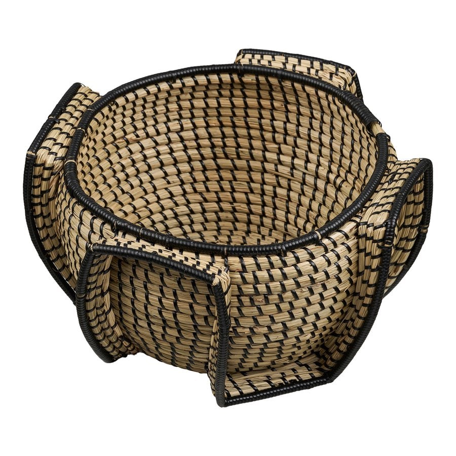 Medan Kurv i Natur/Sort Søgræs fra House Nordic | Ø33xH20 cm - Billede 5