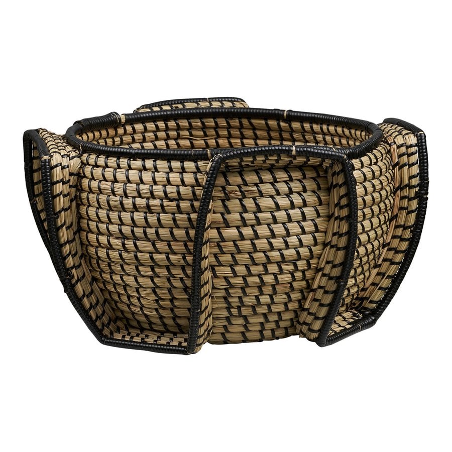 Medan Kurv i Natur/Sort Søgræs fra House Nordic | Ø33xH20 cm - Billede 4