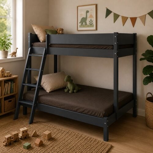 VALE 140cm & 90cm Kombi-Etageseng i Malet MDF med Lamelbund & Ben i Malet B&oslash;getr&aelig; fra Manis-h | Flere Farver - 90/140x200 cm - Billede 1