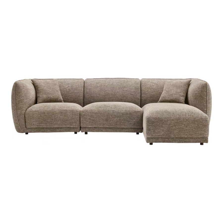 Noor Højrevendt Loungesofa i Brun Polyester med 2 Puder fra House Nordic | B276xL166xH75 cm - Billede 4