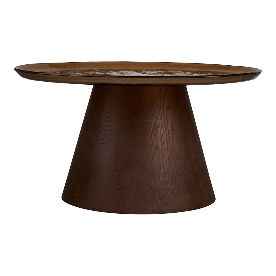 Orvieto Sofabord i Mørkebrun Asketræ & Glas fra House Nordic | Ø80xH42 cm - Billede 5