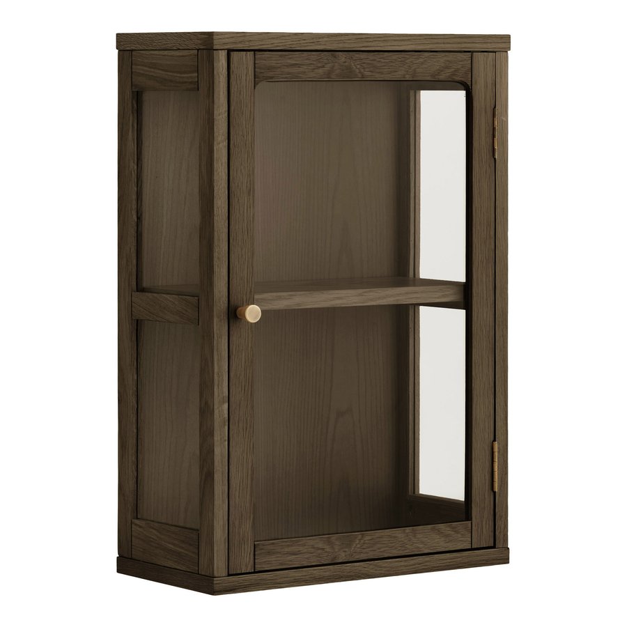 Zamora Væghængt Vitrineskab i Mørkebrun Egetræ & Hærdet Glas fra House Nordic | B20xD40xH60 cm - Billede 5