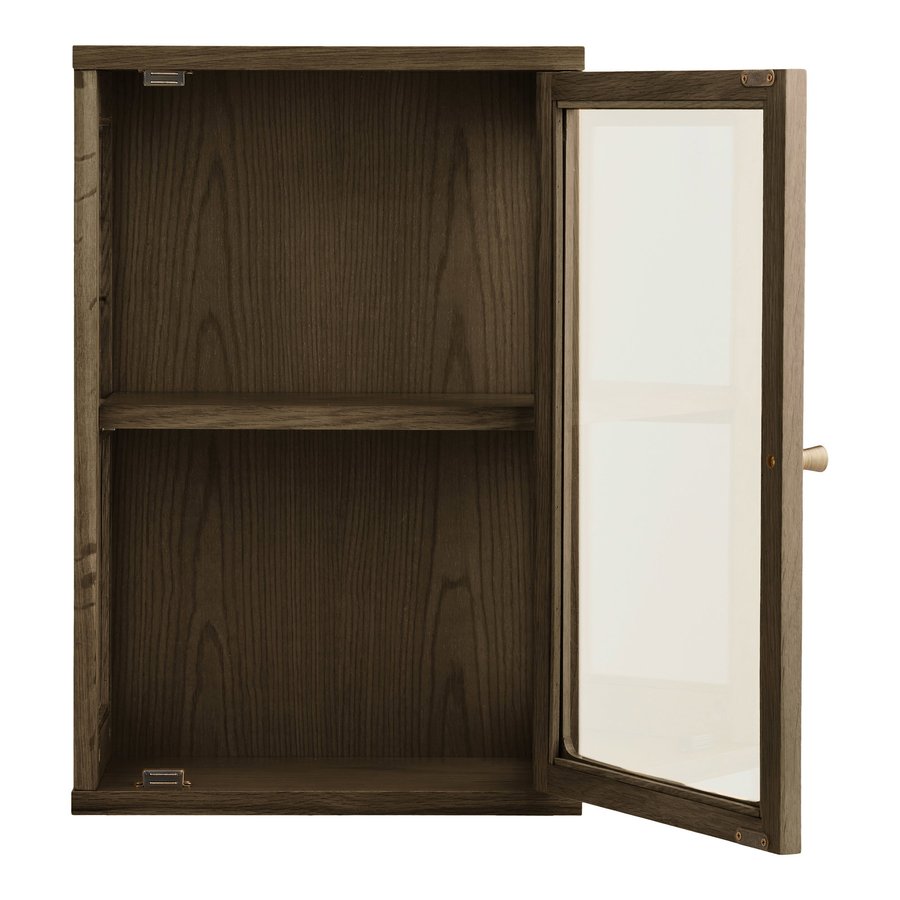 Zamora Væghængt Vitrineskab i Mørkebrun Egetræ & Hærdet Glas fra House Nordic | B20xD40xH60 cm - Billede 6