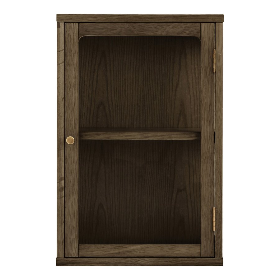 Zamora Væghængt Vitrineskab i Mørkebrun Egetræ & Hærdet Glas fra House Nordic | B20xD40xH60 cm - Billede 4