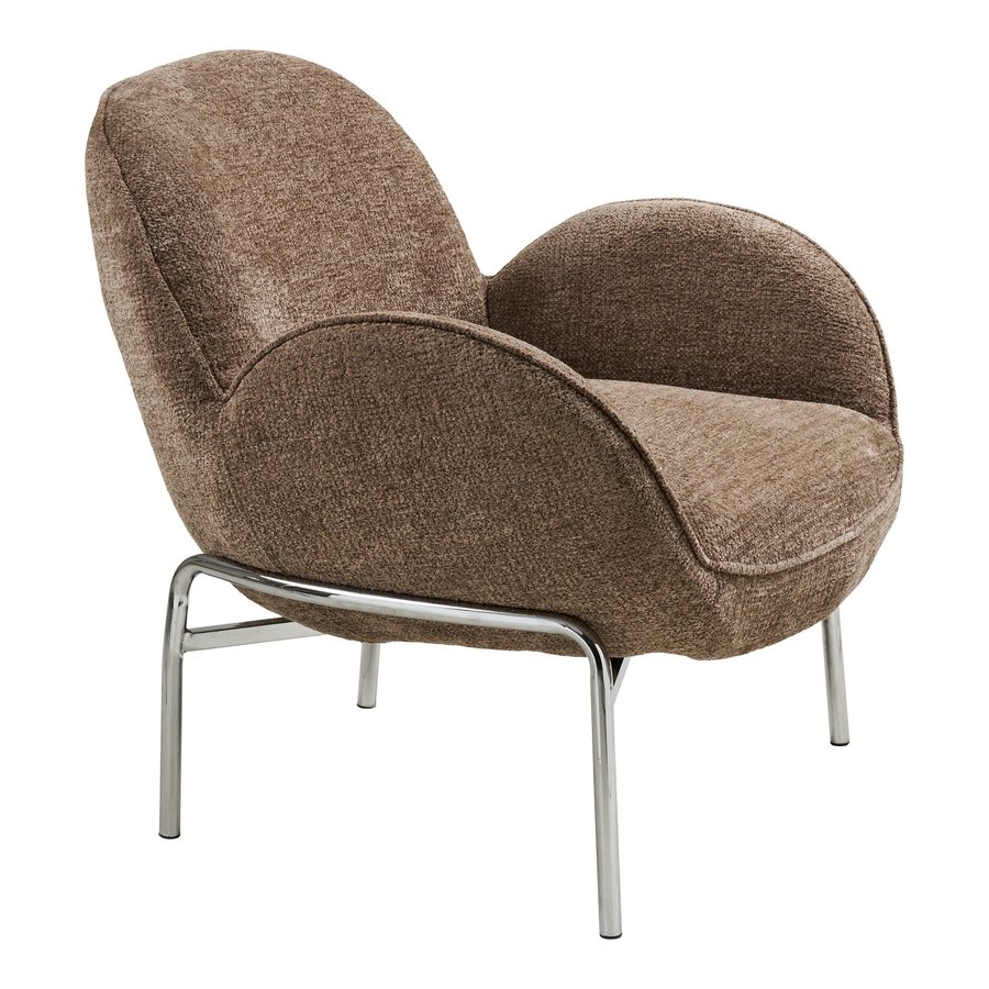 Zomba Loungestol i Brun Polyester & Ben i Krom Metal fra House Nordic | B79xL79,5xH77 cm - Billede 6