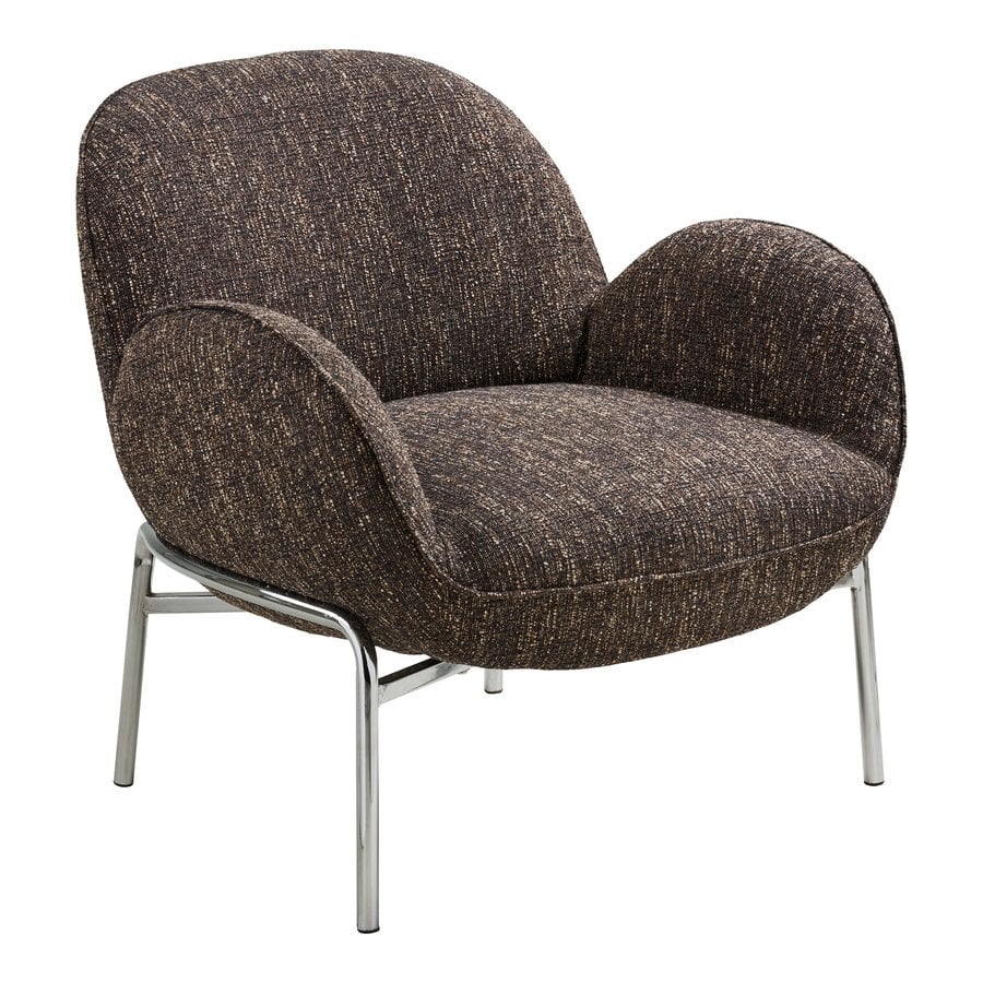 zomba-loungestol-i-brun-polyester-ben-i-krom-metal-fra-house-nordic-b7 Zomba Loungestol i Brun Polyester & Ben i Krom Metal fra House Nordic | B79xL79,5xH77 cm - Billede 4
