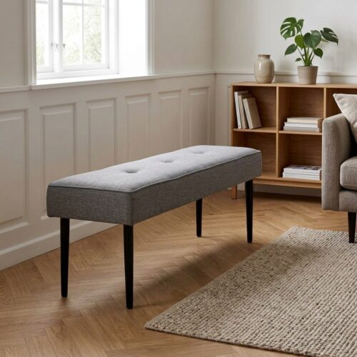 Anzac Bænk i Gråt Stof med Sort Stålstel fra Unique Furniture | B140xH48xD36cm - Billede 1