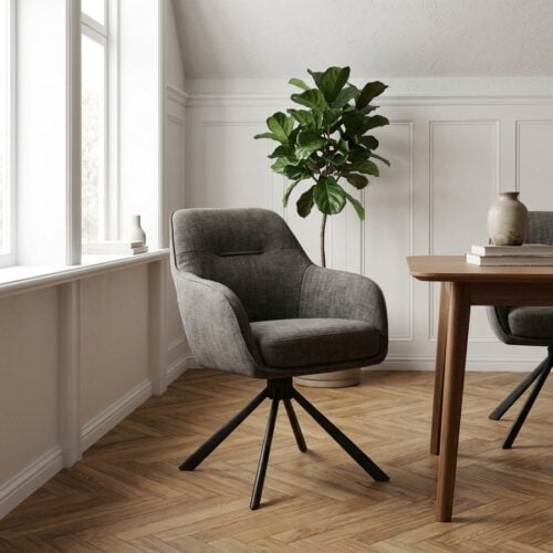 Avola Spisebordsstol i Grafitgrå med Sort Metal Stel fra Unique Furniture | B59xH87xD65cm - Billede 1