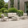 Capri Loungesæt i Aluminium med Hynder fra Lexpo Living | Sand | Loungesofa + 2x Loungestole + 2x Sofaborde - Billede 1