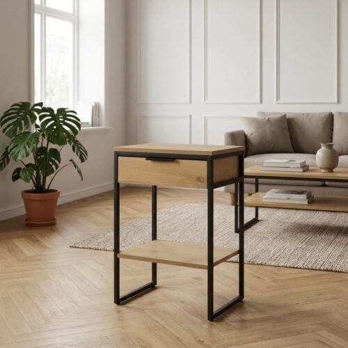 Cesura Sidebord i Egetræ og Sort Metal fra Unique Furniture | B40xH60xD30cm - Billede 1