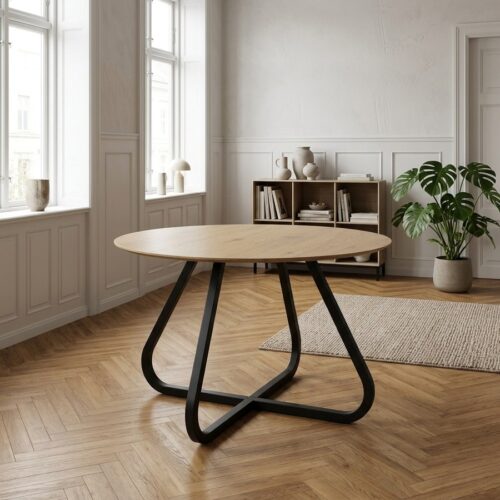 Cesura Spisebord i Egetræ og Sort Metal fra Unique Furniture | Ø120xH75cm - Billede 1
