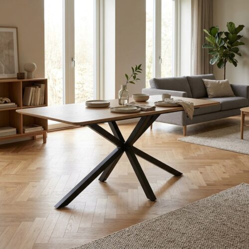 Cesura Spisebord i Egetræ og Sort Metal fra Unique Furniture | L160xB90xH75cm - Billede 1