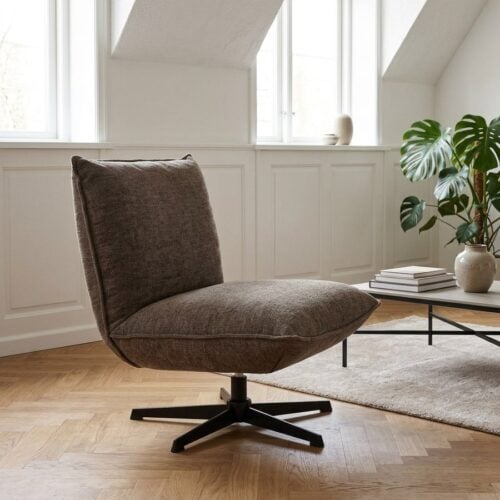Fraser Loungestol i Stof med Sort Metal Stel fra Unique Furniture | B70xH88xD83cm - Billede 1
