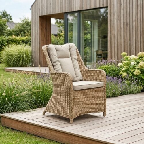 Lombok Udendørs Stol i Polyrattan fra Lexpo Living | Beige | 72x68x100 cm - Billede 1