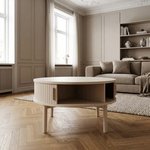 Meta Sofabord i Hvidpigmenteret Egetræ og MDF fra Unique Furniture | Ø85xH45cm - Billede 1