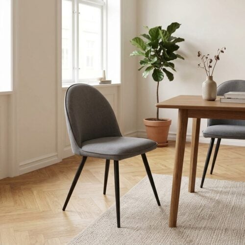 Minto Spisebordsstol i Grå Stof med Sort Metal Stel fra Unique Furniture | B50xH85xD64cm - Billede 1