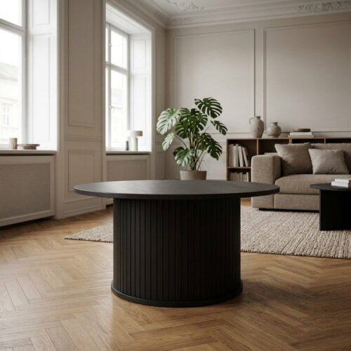 Nola Sofabord i Sort Egetræ Finér fra Unique Furniture | Ø90xH45cm - Billede 1