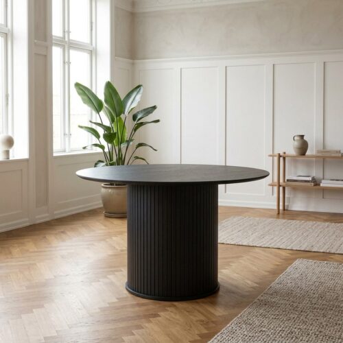 Nola Spisebord i Sort Egetræ fra Unique Furniture | Ø120-167xH75xD120cm - Billede 1