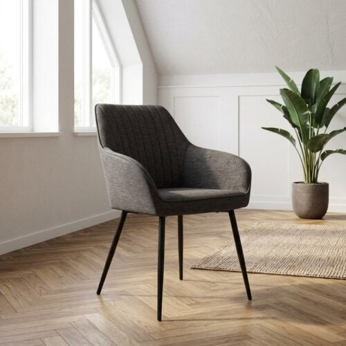 Nolan Spisebordsstol med Armlæn i Mørkegrå Stof fra Unique Furniture | B58xH84xD59,5cm - Billede 1