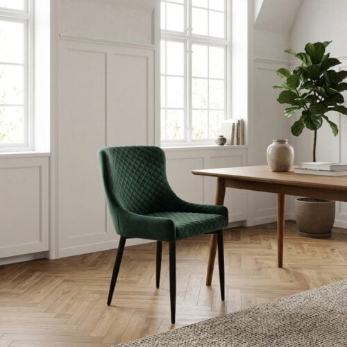 Ottowa Spisebordsstol i Grøn Fløjl med Sort Metal Stel fra Unique Furniture | B53xH82xD62cm - Billede 1