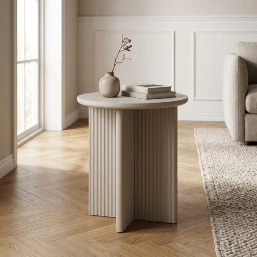 Palma Sidebord i Greige MDF fra Unique Furniture | Ø50xH55cm - Billede 1