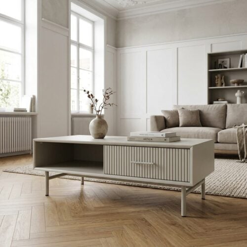Palma Sofabord i Greige MDF med Greige Metal Ben fra Unique Furniture | L120xB60xH40cm - Billede 1