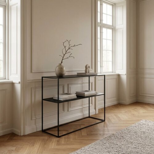 Pebble Gladbach Konsolbord i Sort Metal fra Unique Furniture | B90xH80xD35cm - Billede 1