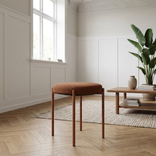 Pelican Taburet i Rustfarvet Stof med Rustfarvet Stålstel fra Unique Furniture | B43,5xH48xD43,5cm - Billede 1