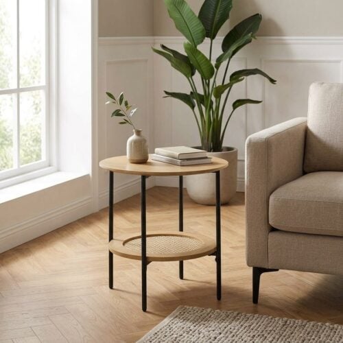Pensacola Sidebord i Egetræ og Polyrattan fra Unique Furniture | Ø50xH50cm - Billede 1