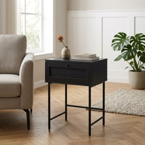 Pensacola Sidebord i Sort MDF og Sort Polyrattan fra Unique Furniture | B45xH70xD45cm - Billede 1