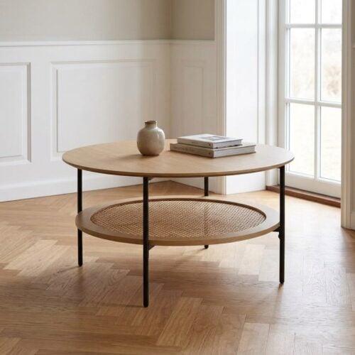 Pensacola Sofabord i Egetræ og Polyrattan fra Unique Furniture | Ø80xH40cm - Billede 1