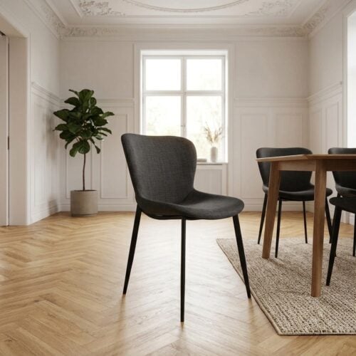 Ross Spisebordsstol i Mørkegrå Stof med Sort Stål Stel fra Unique Furniture | B51xH88xD60cm - Billede 1