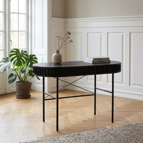Siena Skrivebord i Sort Egetræ og Metal fra Unique Furniture | B120xD60xH75cm - Billede 1